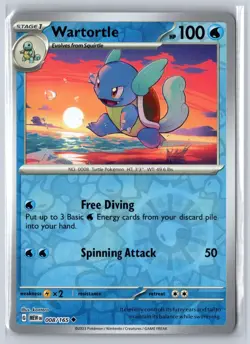 Wartortle 008/165 Uncommon 151 Pokemon Reverse Holo Near Mint - Image 1