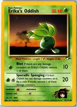 Pokemon Card - Erika's Oddish 78/132 Gym Heroes Common Moderately Played - Image 1