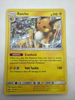 Raichu 41/147 Rare Holo Sun & Moon Burning Shadows Pokemon TCG Card - Image 1