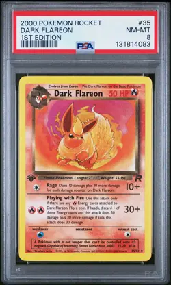 2000 POKEMON ROCKET 1ST EDITION #35 DARK FLAREON PSA 8 - Image 1