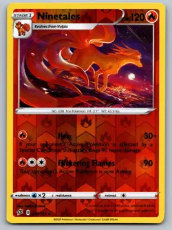 Ninetales 025/192 Rebel Clash Pokemon Reverse Holo Lightly Played - Image 1