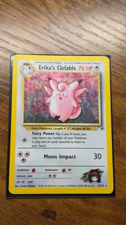 Pokemon TCG Erika's Clefable Gym Heroes Holo Card 3/132 Unlimited Rare - Image 2