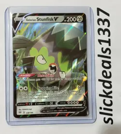 Pokemon Stunfisk V 128/189 Ultra Rare Full Art Holo Card Darkness Ablaze - Image 1