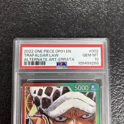 2022 ONE PIECE OP01-ROMANCE DAWN ALTERNATE ART-ERRATA #002 TRAFALGAR LAW PSA 10 - Image 3