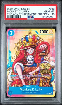 2024 One Piece EN 2nd Anniversary Tournament Promo PRTCPTN #043 PSA 10 GEM MINT - Image 1