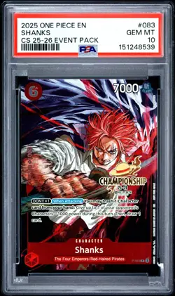 One Piece Shanks CS 25-26 Event Pack Championship English Promo P-083 PSA 10 - Image 1