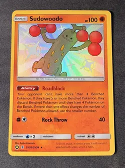 Pokemon TCG Card Sudowoodo SV20/SV94 Hidden Fates Shiny Holo - NM - Image 1