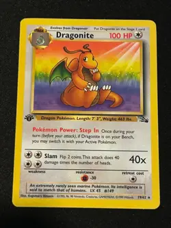 Dragonite 19/62 1st Edition LP Played Fossil Set 1999 Rare Non-Holo Pokemon Card - Image 1