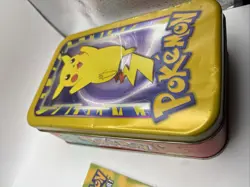 PIKACHU POKEMON 1999 TOPPS METAL RARE EMPTY TIN W/ Card - Image 5