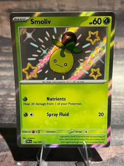 Smoliv 102/091 Shiny Rare Paldean Fates Pokemon Card - Image 1