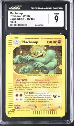 CGC 9 MINT Machamp 16/165 Expedition Holo Pokemon Card - Image 1