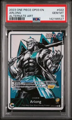2023 ONE PIECE OP03-PILLARS OF STRENGTH ALTERNATE ART #022 ARLONG PSA 10 - Image 1