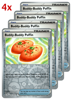 Pokemon TCG 4x Buddy-Buddy Poffin Reverse Holo Playset NM - Image 1