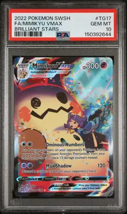 PSA 10 GEM MT 2022 POKEMON SWSH FA-MIMIKYU VMAX #TG17 BRILLIANT STARS - Image 1