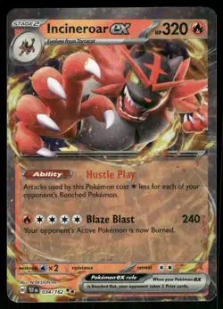 2024 Incineroar ex - 034/162 Double Rare Holo NM SV05: Temporal Forces Pokemon - Image 1