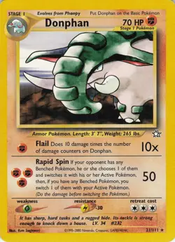 Donphan 21/111 Rare Neo Genesis Pokemon Unlimited Lightly Played - Image 1