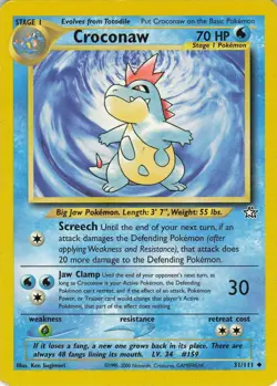 Croconaw 31/111 Uncommon Neo Genesis Pokemon Unlimited Lightly Played - Image 1