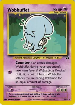Wobbuffet 35/75 Rare Neo Discovery Pokemon Unlimited Lightly Played - Image 1