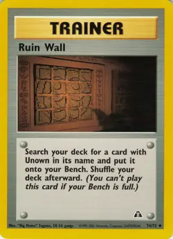 Ruin Wall 74/75 Uncommon Neo Discovery Pokemon Unlimited Lightly Played - Image 1