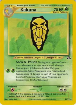 Kakuna 41/75 Uncommon Neo Discovery Pokemon Unlimited Lightly Played - Image 1