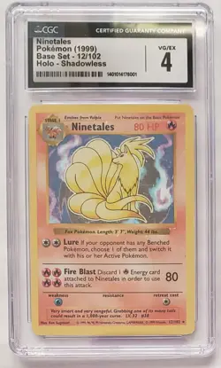 Pokemon Ninetales Holo Shadowless 12/102 Base Set CGC 4 - Image 1