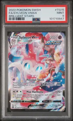 2022 Pokemon Sword & Shield Brilliant Stars Sylveon VMAX PSA 9 #TG15/TG30 - Image 1