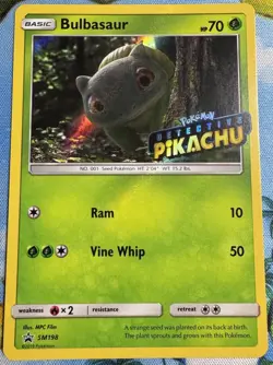 Detective Pikachu Bulbasaur SM198 Black Star Promo Holo Pokemon TCG NM - Image 1