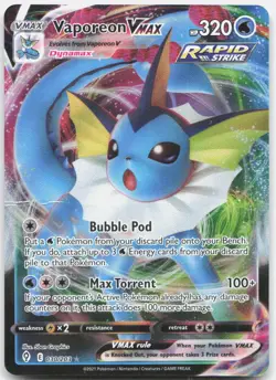 Vaporeon VMAX 030/203 Holo VMAX Rare Evolving Skies Pokemon Damaged - Image 1
