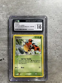 Pokemon Card Ledyba CGC 10 Gem Mint, EX Team Rocket Returns 64/109, 2004 (1A) - Image 1