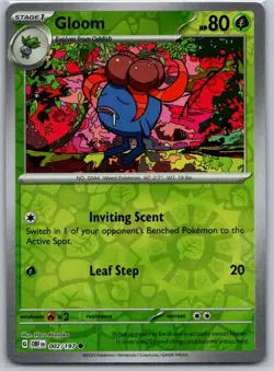Gloom 002/197 Common Obsidian Flames Pokemon Reverse Holo Near Mint - Image 1