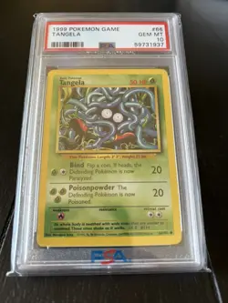 1999 POKEMON BASE SET UNLIMITED #66 TANGELA PSA 10 LOW CERT # - Image 3