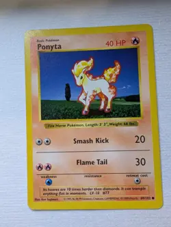 Vintage Ponyta 60/102 Shadowless Base Set Pokemon Card WOTC LP - Image 1