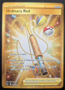 Ordinary Rod 2020 Pokemon Sword & Shield 215/202 Secret Rare Gold Trainer - Image 1