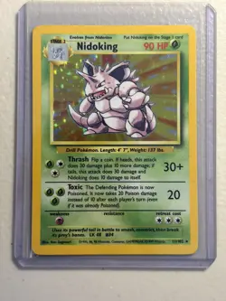 Nidoking 11/102 Holo Rare Base Set Unlimited Pokemon Moderately Played - Image 1