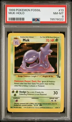 PSA 8 Pokemon TCG 1999 Pokemon Fossil #13 Muk-Holo NM-MT - Image 1