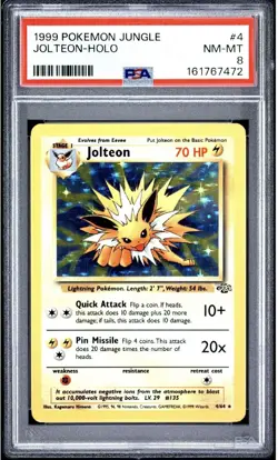 2000 Pokemon Dutch Jungle #4 Jolteon Holo PSA 8 NM-MT - Image 1