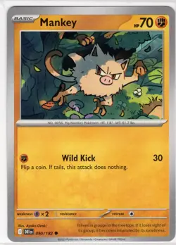 Pokemon Mankey Normal Common SV10: Destined Rivals 090/182 NM - Image 1