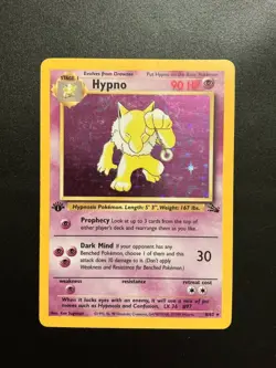 Pokemon 1999 Hypno 8/62 Fossil 1st Edition Holo - Image 1