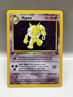 Pokemon TCG Hypno 1st Edition 8/62 Fossil Set Holo Rare Card WOTC Vintage 1999 - Image 1