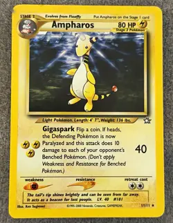 Pokemon TCG Ampharos 1/111 Neo Genesis Holo Rare Unlimited English - Image 1