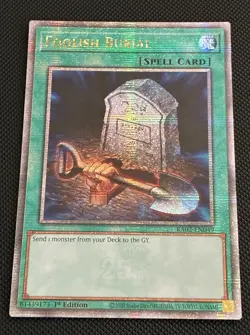 Yugioh! | Foolish Burial (Quarter Century Secret Rare) RA02-EN049 1st Edition NM - Image 1