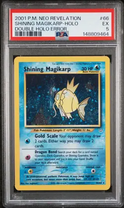 Pokemon 🐟Shining Magikarp 🚨DOUBLE HOLO ERROR🚨 Neo Revelation Card PSA 5 🎣 - Image 1