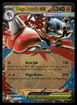 Pokemon Cards Mega Lucario ex 077/132 Mega Evolution Double Rare NM - Image 1
