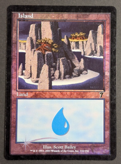 MTG Card - 1x Island (332), Core Set Seventh (7th) Edition LP Vintage Foil Magic - Image 1