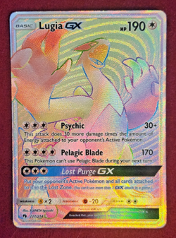 Lugia GX 227/214 Rainbow Lost Thunder Moderately Played Pokemon Card - Image 1