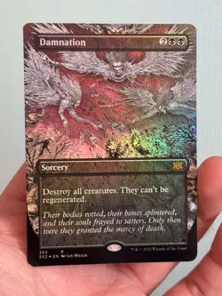 1X FOIL Damnation BORDERLESS MINT MTG Magic 2X2 Double Masters Black Staple EDH - Image 1