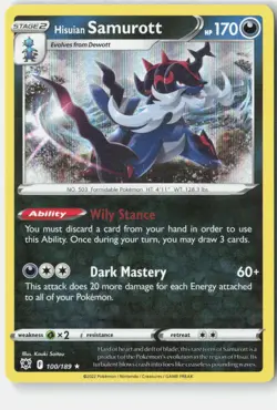 Hisuian Samurott 100/189 Holo Rare Astral Radiance Pokemon Holo Near Mint - Image 1