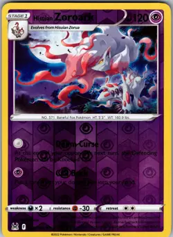 Hisuian Zoroark 076/196 Rare Lost Origin Pokemon Reverse Holo Near Mint - Image 1