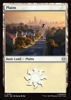 FOIL Plains (0194) NM Spider-Man Set MTG Magic the Gathering Land English Card - Image 1