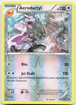 Aerodactyl 76/124 Rare Fates Collide Pokemon Reverse Holo LP - Image 1